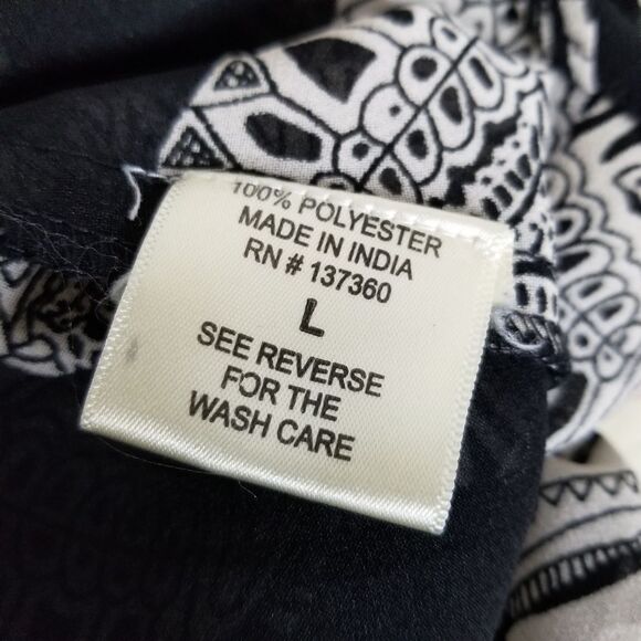 Live 4 Truth White Skull Print Black Sheer Sleeveless Back Bow Ruffle Top Size L - Picture 14 of 16